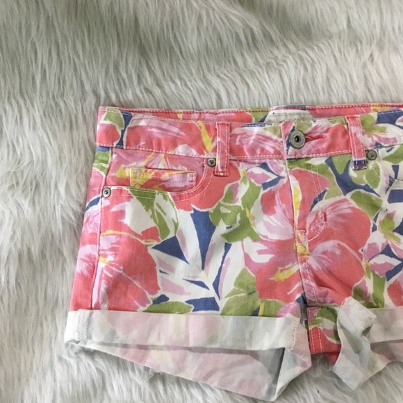 Aeropostale summer tropical denim summer beach short shorts 3/4 - Picture 1 of 6